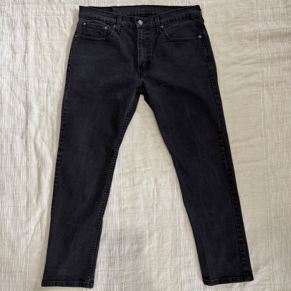 Levis 502 Taper Fit Jeans Women 33x30 Faded‎ Black Denim Gorpcore Grunge Edgy